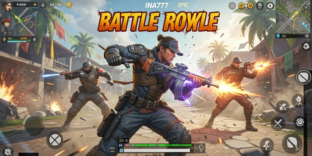 Tampilan mendebarkan gameplay Battle Royale di INA777.