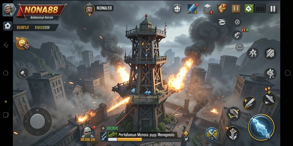 Tampilan gameplay NONA88 yang seru dan penuh tantangan Tower Defense.